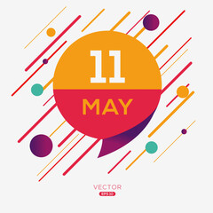 Creative calendar page with single day (11 May), Vector illustration.
