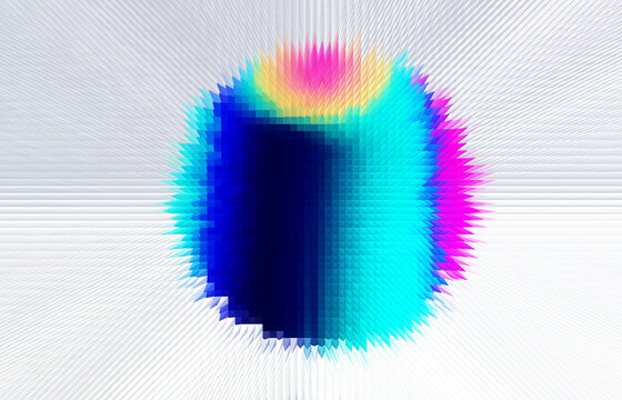 illustrazione creata con intelligenza artificiale di forma sferica  multicolore su fondo bianco  cubiforme 