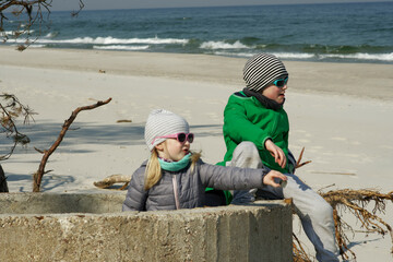 Kids on the baltic beach (Poland)