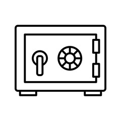 Strongbox line icon. Bank safe box. Pictogram isolated on white background.