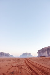 Wadi Rum mountains and desert landscape in Jordan