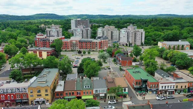 Aerial scene of Dundas, Ontario, Canada on a summer day 4K