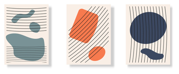 Set of minimal geometric design posters. Vector EPS10