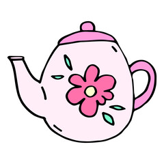 Vector illustration of teapot. Doodle style