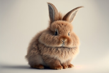 Obraz premium cute fluffy buuny rabbit sitting on clean background,genrative ai.
