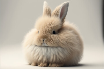 cute fluffy buuny rabbit sitting on clean background,genrative ai.