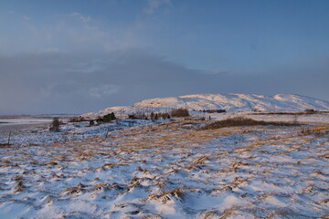 snow covered mountains