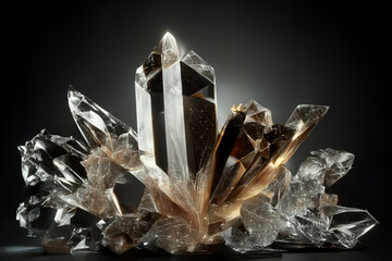 Composition of crystals on a gray background