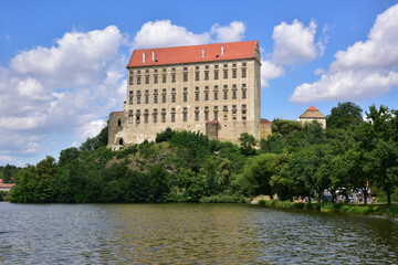 Plumlov Castle above the pond