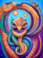 Majestic cobra animal standing proudly against a colorful backdrop. Generative AI