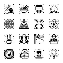 Chinese new year and culture icons set in modern design style, easy to use and editable vectors