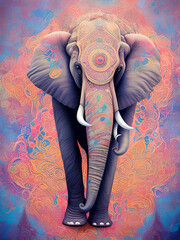 Obraz premium The majestic elephant is portrayed in a stylized, abstract manner, making for a unique and striking image. Generative AI