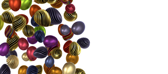 Collection of photos perfect colorful handmade painted easter eggs isolated