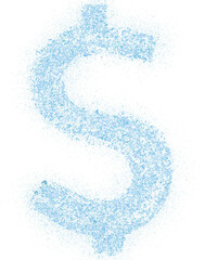 Blue glitter hand-drawn us dollar sign