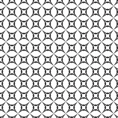 Vector black and white geometric flowers seamless repeat pattern background.