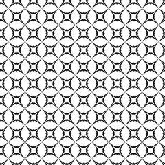 Vector black and white geometric flowers seamless repeat pattern background.