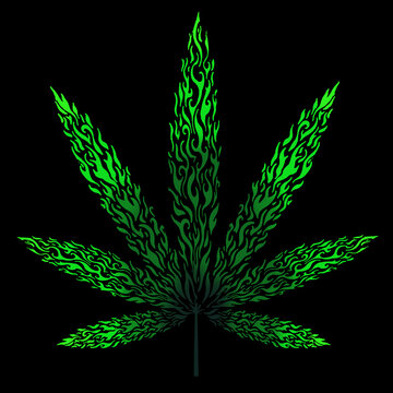 a weed leaf designed in a fire pattern