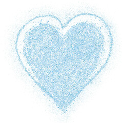Fototapeta na wymiar Blue glitter hand-drawn heart