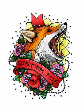 chanterelle sister tattu art vector old school