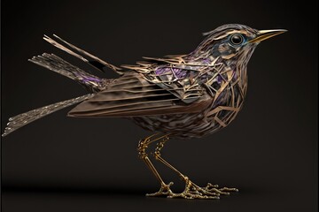  a bird with a broken wing and a black background with a black background and a black background with a black background and a brown background with a bird with a broken  Generative AI - obrazy, fototapety, plakaty