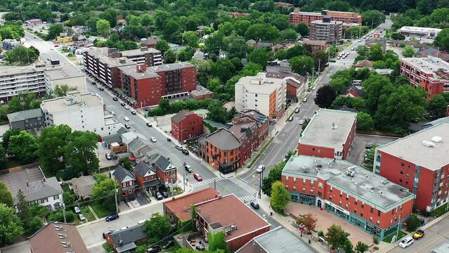 Aerial scene of Dundas, Ontario, Canada on a fine day 4K