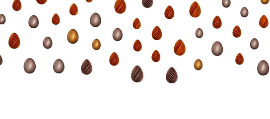 3d render illustration. Set of chocolate easter eggs