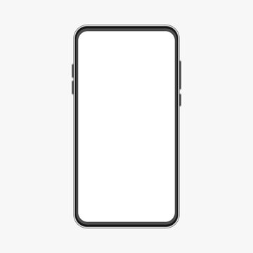 Modern Smartphone Device Silver Black Frame Vector Mockup Template
