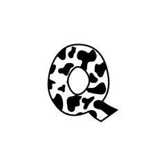 Letter Q With Cow Skin Pattern Design 001