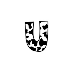 Letter U With Cow Skin Pattern Design 001