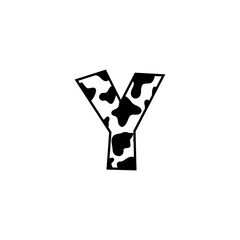 Letter Y With Cow Skin Pattern Design 001