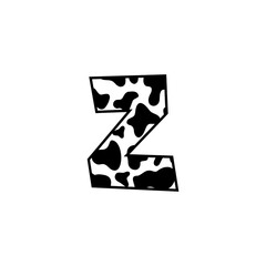 Letter Z With Cow Skin Pattern Design 001