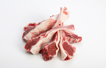 Raw lamb meat on light background