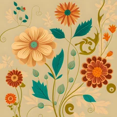 Möbelaufkleber Flowers pattern, pastel colors illustartion © PaputekWallArt