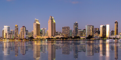 Fototapeta na wymiar Downtown San Diego skyline with waterfront panorama in California in the United States