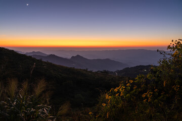 Sunset view at Doi Pha Tang, Wiang kaen, Chiang rai, Thailand
