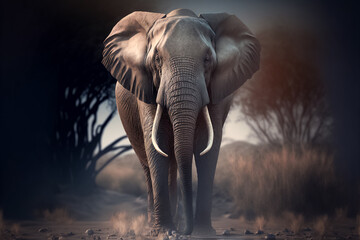 Obraz na płótnie Canvas Portrait of an African Elephant on the savannah