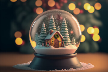Christmas snow globe 3d render