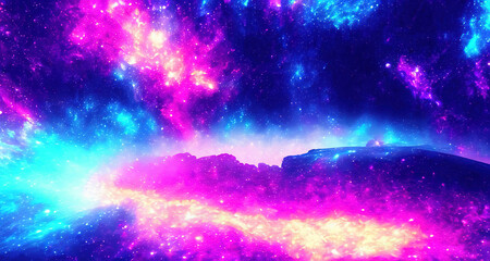 Fototapeta premium glitter neon color galaxy background