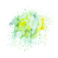 Green colorful watercolor splash, color spot, abstract shape