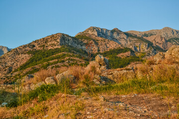 Obraz premium Mountains seen from Stari Bar, Montenegro