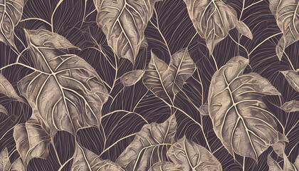 Texture background of a variety of luxurious tropical leaves for wall paper, decoration, design