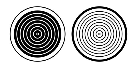 Concentric Rings Circle Design Elements. Abstract Geometric Icons Set.