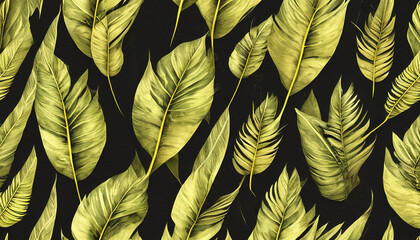 Luxury yellow tropical leaves texture background for wallpaper , decoration , design