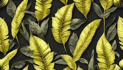 Obraz na płótnie Canvas Luxury yellow tropical leaves texture background for wallpaper , decoration , design