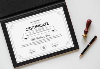 Certificate Layout with Ribbon Design Elements