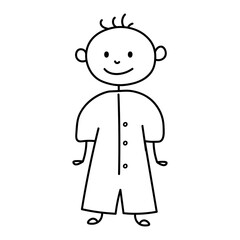 Doodle vector cartoon line illustration of cute baby