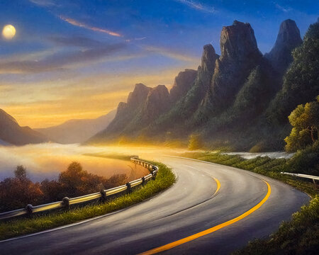 Beautiful landscape with a motorway.