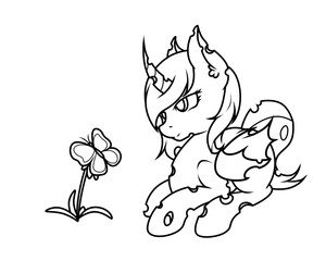 Pony and butterfly