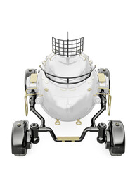 lunar roving vehicle on white background rear drone view