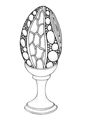 Easter eggs. Egg holder. Hand-drawn decorative elements in vector. Pattern for coloring book. Black and white. Zentangle